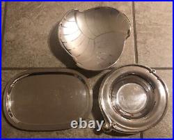 Vintage Silver Plated & Silver Mixed Serving Dish Lot & Silent Butler 6lbs Total