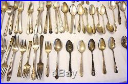 Vintage Silver Plated Silverware Mixed Lot 302 pc. Flatware Spoon Fork 26 lbs
