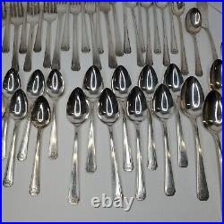 Vintage Silver Plated Simeon L. & George H. Rogers Onieda Aztec Flatwre 90 Pcs