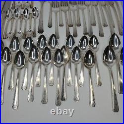 Vintage Silver Plated Simeon L. & George H. Rogers Onieda Aztec Flatwre 90 Pcs