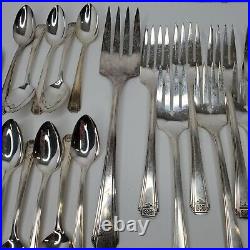 Vintage Silver Plated Simeon L. & George H. Rogers Onieda Aztec Flatwre 90 Pcs