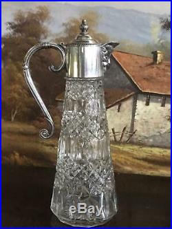 Vintage Silver Plated Top Glass Claret Jug 5759