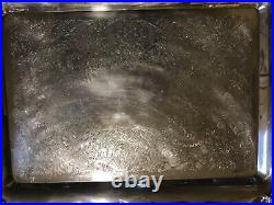 Vintage Silver Plated Tray Rectangular Handles Silverplate Rustic L 21 x 16