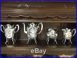 Vintage Silver Plated Wilcox Silver Plate Tea Pot Set (Initialed)