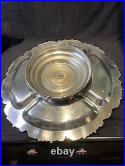 Vintage Silver Played Over Copper Lazy Suzan 19.5 Tray
