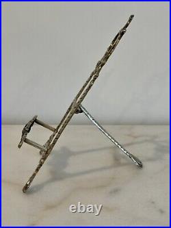 Vintage Silver Victorian Ornate Easel Stand For Art, Books, And Plates
