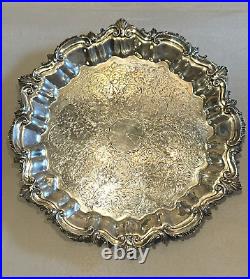 Vintage Silver on Copper Sheffield Footed Round Serving Tray