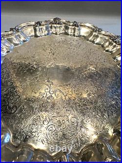 Vintage Silver on Copper Sheffield Footed Round Serving Tray