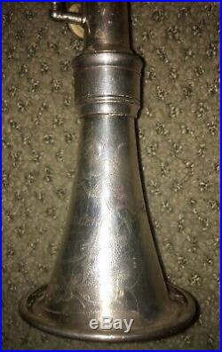 Vintage Silver plate Pedler Elkhart clarinet, woodwind, 10432 original case USA