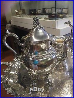 Vintage Silver plate Tea Set 6 Piece with Great Tray Beautiful Condition