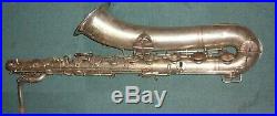 Vintage Silver plated Lewin Martin handcraft USA stencil Bb Baritone saxophone