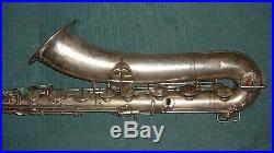 Vintage Silver plated Lewin Martin handcraft USA stencil Bb Baritone saxophone