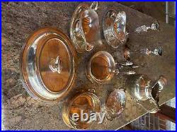 Vintage Silver plated serving dishes set with teapot and candles (15 pieces)