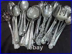 Vintage Silverplate Craft Grade Flatware Buffet Spoon & Fork Assorted Lot of 50