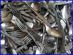 Vintage Silverplate Flatware Craft Lot 211 Pc Silverware Spoons Forks Knives Mix