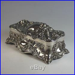 Vintage Silverplate Jewelry Box with Velvet Lining Silver Plate