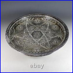Vintage Silverplate Lazy Susan with Glass Insert, Silverplate Tray