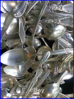Vintage Silverplate Lot of 270 pcs Silverware Spoons Craft Use Resale