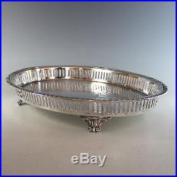Vintage Silverplate Reticulated Oval Gallery Tray Leonard