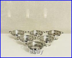 Vintage Silverplate Round Footed Nut Dishes Set of 6 With Fish Design Handles