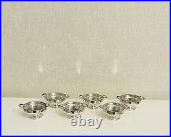 Vintage Silverplate Round Footed Nut Dishes Set of 6 With Fish Design Handles