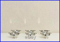 Vintage Silverplate Round Footed Nut Dishes Set of 6 With Fish Design Handles