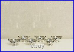 Vintage Silverplate Round Footed Nut Dishes Set of 6 With Fish Design Handles