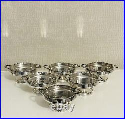 Vintage Silverplate Round Footed Nut Dishes Set of 6 With Fish Design Handles