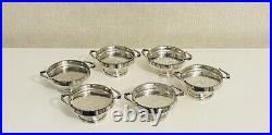 Vintage Silverplate Round Footed Nut Dishes Set of 6 With Fish Design Handles