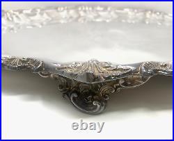 Vintage Silverplate Serving Tray Shell And Scroll By Webster Wilcox 29 3/4