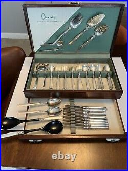 Vintage South Seas Community Silverplate Flatware Set with Case 59 Piece Set