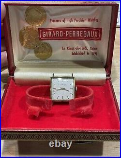 Vintage Square Girard Perregaux Gold Plated Manual Wind Watch Swiss Made