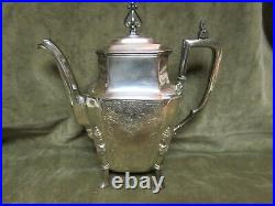 Vintage Square/Octagon Shape Coffee Pot Silver Plate Hand Chased Deer Design