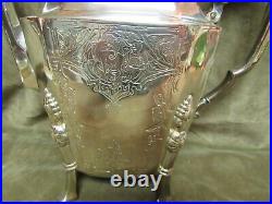 Vintage Square/Octagon Shape Coffee Pot Silver Plate Hand Chased Deer Design