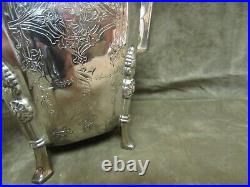 Vintage Square/Octagon Shape Coffee Pot Silver Plate Hand Chased Deer Design