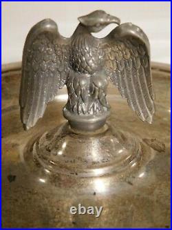 Vintage Sterling or Plated Round Tray With Eagle Finial Nazi Germany