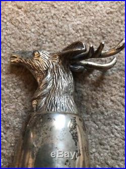 Vintage Stirrup Cup Horse Dog Rabbit Deer Head Goblet 5.5 Tall Lot Of 4