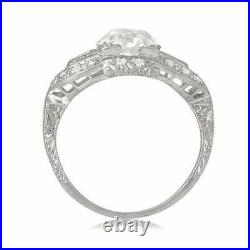 Vintage Stunning Edwardian Engagement Ring 2.53 Ct Diamond 14k White Gold Plated