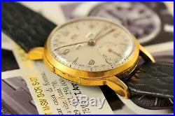 Vintage Swiss Arsa Triple Calendar 35mm 18K Gold Plated case Manual Wind Watch