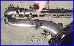 Vintage THE BUESCHER Elkhart Indiana LOW PITCH TRUE TONE Silver Plate SAXOPHONE