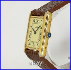 Vintage Tank Must de CARTIER Argent 925 Silver Gold Plated Hand wind 24 x 31mm