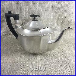 Vintage Tea Set Teapot Silver Plated Art Deco 3 Pcs Jug Sugar Bowl Vtg Large