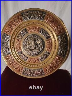 Vintage Thanjavur Art Plate-Ganesh Tanjore Plate Silver Copper Brass Shield 14