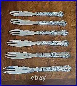 Vintage Tiffany & Co English King Silver-Plate Fish Knife/Fork Set of 12