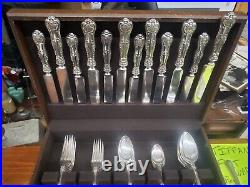 Vintage Tiffany & Co Silverplate English King 29p Flatware & 17 Sterling Knives