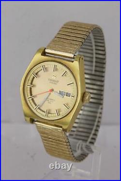 Vintage Tissot Swiss Automatic PR 516 GL Day Date 36mm Gold Plated Steel Watch