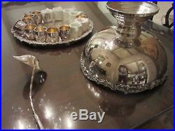 Vintage Towle Silver Plate Punch Bowl, Tray, 20 Cups & Ladle 14.5 Wide Rim NICE