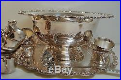 Vintage Towle Silverplate Large Punch Set Bowl 8 H with Tray and 12 Cups