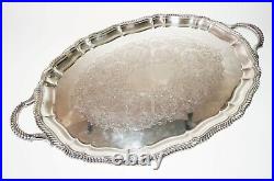 Vintage US Large Oval EPNS Silver Plated 25 Tray w Handles Gorham Y1040 (SRs)
