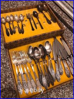 Vintage USSR Melchior set Silver Plate Forks Spoons knives